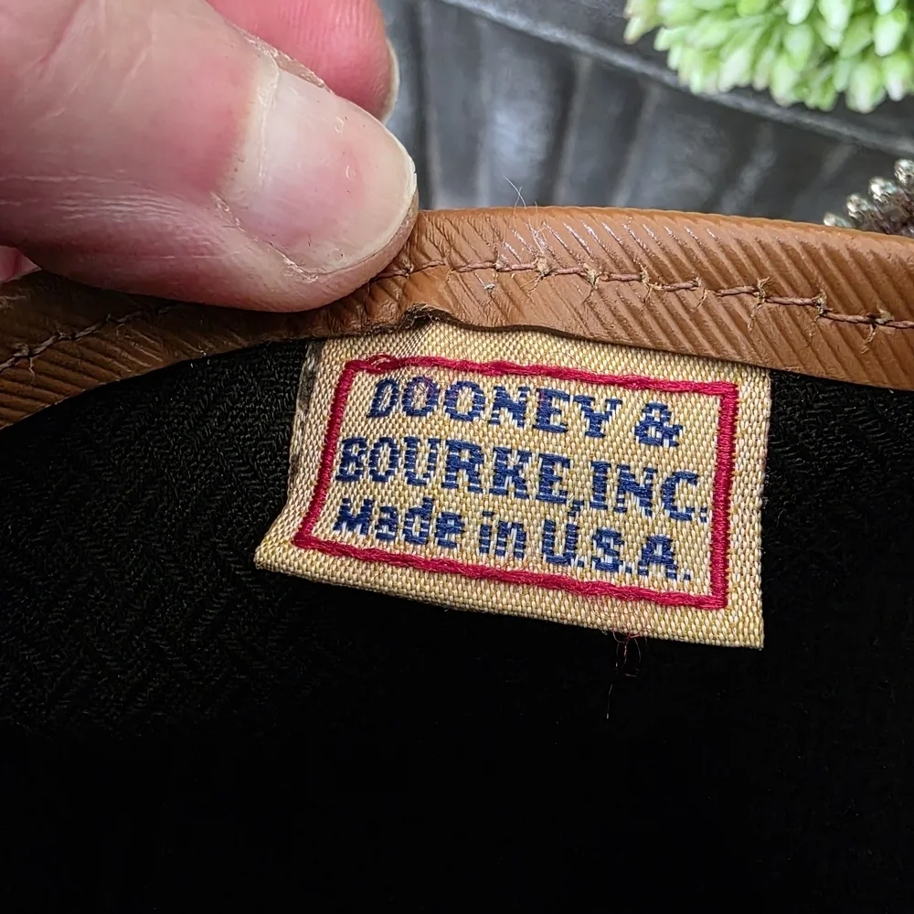 Vintage Dooney & Bourke Essex Satchel In Tan Leather With Gold Hardware